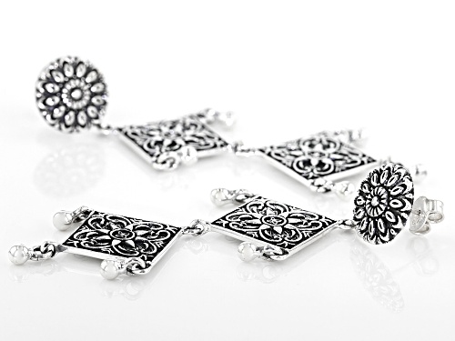 Artisan Collection Of India™ Floral Design Sterling Silver Filigree Dangle Earrings