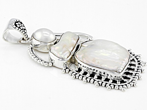Artisan Collection Of India™ Oval And Free-Form Cultured White Freshwater Pearl Silver Pendant