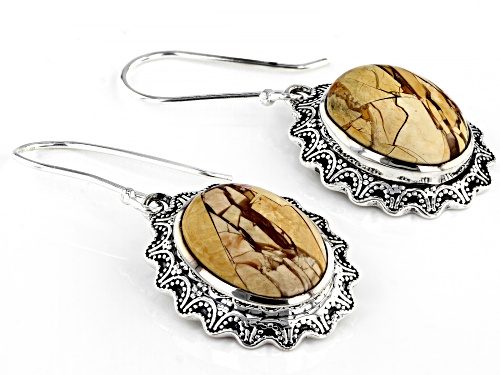 Artisan Collection Of India™ 18x13mm Oval Brecciated Mookaite Sterling Silver Dangle Earrings