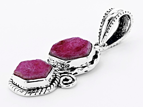 Artisan Collection Of India™ Custom Shape Rough Pink Sapphire Sterling Silver Pendant