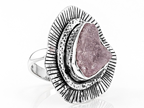 Artisan Collection of India™ Free-Form Morganite Rough, Sterling Silver Solitaire Ring - Size 9