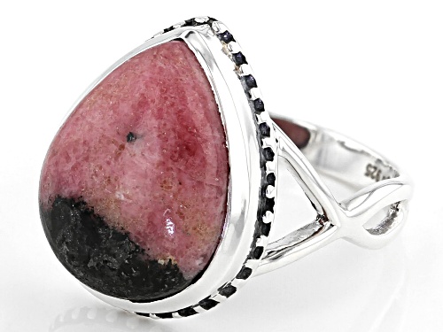 Artisan Collection Of India™ 16x12mm Pear Shape Rhodonite Solitaire, Sterling Silver Ring - Size 8