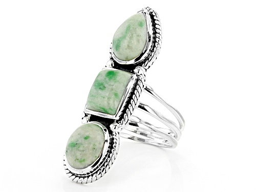 Artisan Collection of India™Mix Shape Green Garnet In Matrix Sterling Silver ring - Size 8