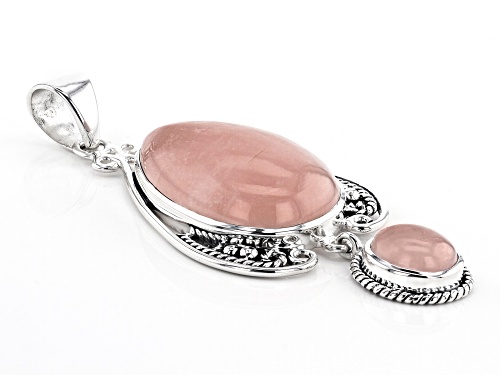 Artisan Collection of India™ 10-30mm Pear & Oval Rose Quartz Sterling Silver Pendant