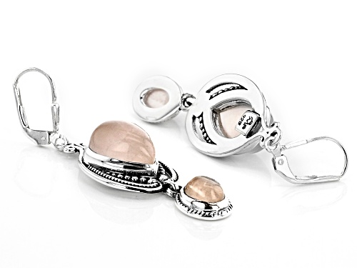 Artisan Collection of India™ 6-10mm Pear & Oval Rose Quartz Sterling Silver Dangle Earrings