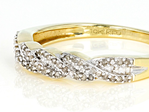 .20ctw Round And Baguette Diamond 10k Yellow Gold Ring - Size 7