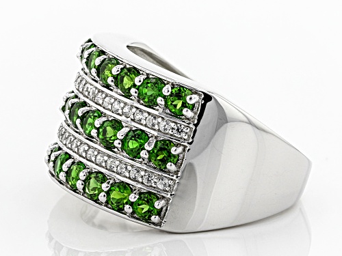 1.77ctw Round Chrome Diopside With .21ctw White Zircon Sterling Silver Ring - Size 7