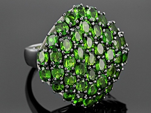 5.92ctw Oval Russian Chrome Diopside Sterling Silver Ring - Size 4