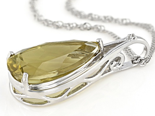 6.75ct Pear Shaped Lemon Quartz With Round White Topaz Rhodium Over Silver Pendant With Chain