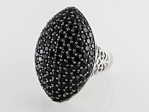 4.11ctw Round Black Spinel Sterling Silver Ring - Size 5