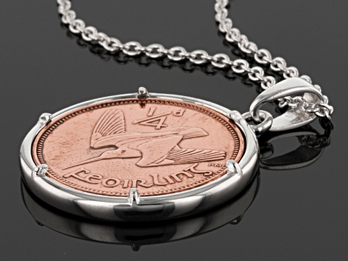 Artisan Collection Of Ireland™ Bronze Irish Farthing Coin Sterling Silver Pendant With Chain