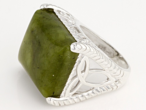 Artisan Collection Of Ireland™ 21x18mm Rectangular Connemara Marble Silver Solitaire Ring - Size 5