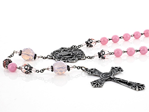 Artisan Collection Of Ireland™ Pink, Purple, And Clear Glass Bead Silver Tone Brass Rosary