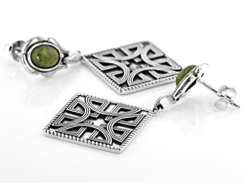 Artisan Collection of Ireland™ Connemara Marble With Celtic Design Sterling Silver Dangle Earrings.