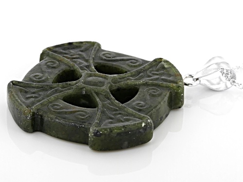 Artisan Collection of Ireland™ Green Carved Connemara Marble Gaelic Cross Pendant With Chain.
