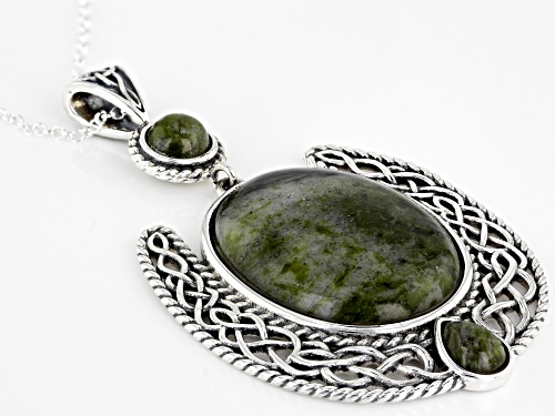 Artisan Collection Of Ireland™ Connemara Marble Silver Irish Lace Drop Pendant With 24