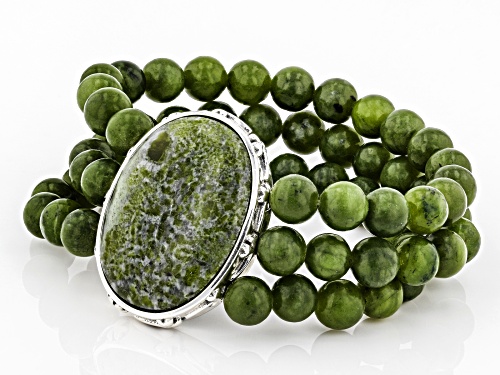 Artisan Collection of Ireland™ Oval And Round Connemara Marble Stretch Bead Bracelet