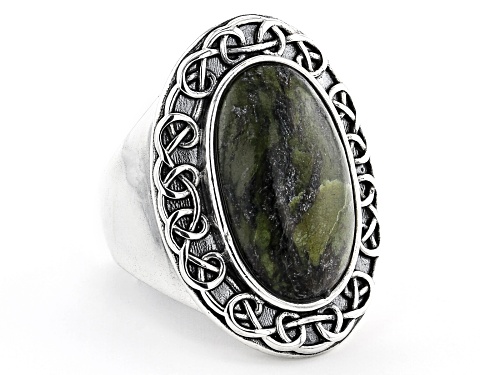 Artisan Collection Of Ireland™ 20X12mm Oval Connemara Marble Sterling Silver Celtic Ring - Size 9