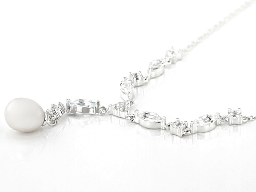 Artisan Collection Of Ireland™ 2.26ctw White Topaz with Cultured Freshwater Pearl Silver Necklace - Size 17.5