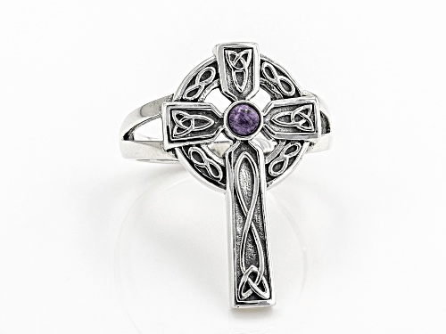 Artisan Collection Of Ireland™ Charoite Sterling Silver Celtic Cross Ring - Size 7