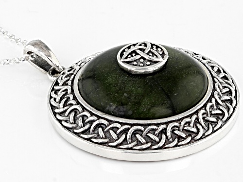 Artisan Collection of Ireland™ Marble Celtic Viking Shield Sterling Silver Pendant With 24