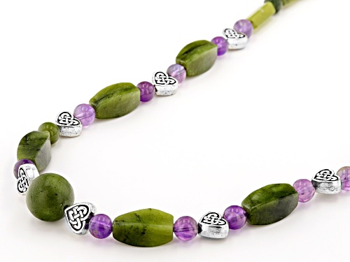 Artisan Collection of Ireland™ Amethyst and Connemara Marble Silver-Tone Trinity Knot Necklace - Size 32