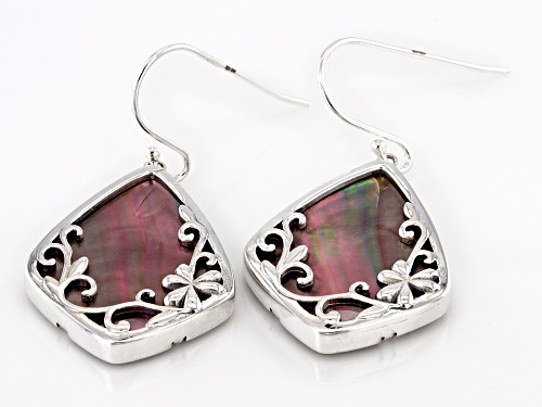 Artisan Collection of Ireland™ Black Mother of Pearl Sterling Silver Swirl Shamrock Earrings