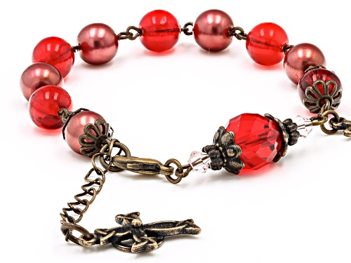 Artisan Collection Of Ireland™ 8-10mm Red Crystal Antique Tone Rosary Bracelet - Size 8