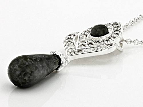 Artisan Collection Of Ireland™ Connemara Marble and Cubic Zirconia Silver Tone Pendant With Chain