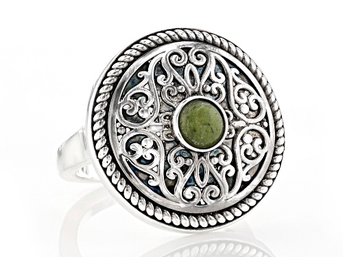 Artisan Collection Of Ireland™ Green Connemara Marble Silver Tone Viking Ring - Size 7