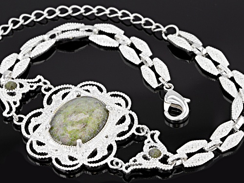 Artisan Collection of Ireland™ Connemara Marble & Cubic Zirconia Silver Tone Bracelet - Size 7