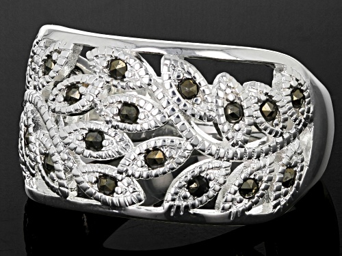 Artisan Collection of Ireland™ 1mm Marcasite Silver Tone Leaf Ring - Size 7