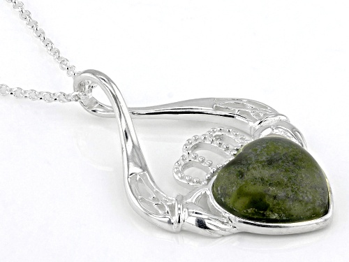 Artisan Collection of Ireland™ Connemara Marble Sterling Silver Claddagh Pendant With Chain 12mm