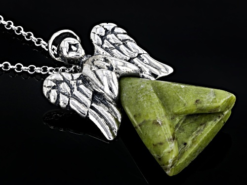 Artisan Collection of Ireland™ Connemara Marble Silver Angel Pendant With 24