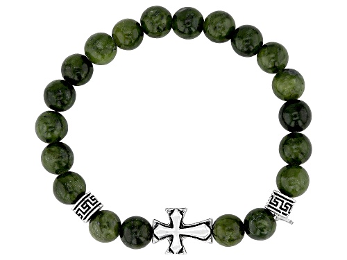 Artisan Collection of Ireland™ 8mm Connemara Marble Silver Tone Set of 2 Stretch Celtic Bracelet
