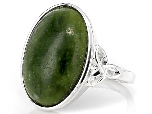 Artisan Collection of Ireland™  18x12mm Connemara Marble Silver Tone Trinity Knot Ring - Size 10