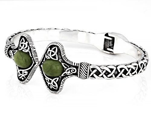 Artisan Collection of Ireland™ 4mm Connemara Marble Silver Tone Viking Style Cuff Bracelet