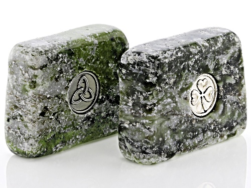 Artisan Collection of Ireland™ Silver Over Brass Motif Connemara Marble Set of 2 Paperweights