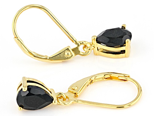 1.31ctw Pear Shape Black Spinel 18k Yellow Gold Over Sterling Silver Solitaire Earrings