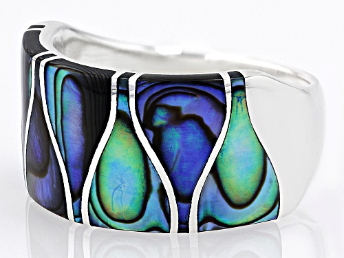Fancy Cut Abalone Shell Sterling Silver Band Ring - Size 6