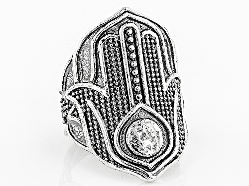 Artisan Collection Of Israel™ Oxidized Sterling Silver Hamsa Hand Ring - Size 6