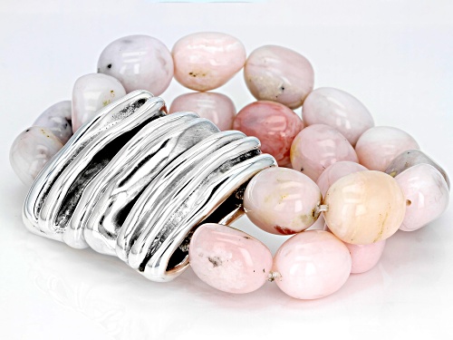 Artisan Collection Of Israel™ Mixed Shapes Pink Opal Bead Electroform Sterling Silver Bracelet - Size 8