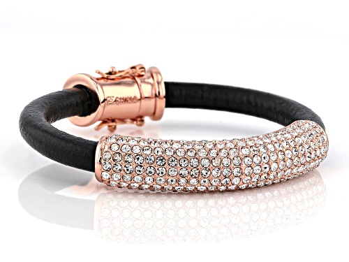 Joan Boyce, Rose Tone White Crystal Leather Bracelet - Size 6