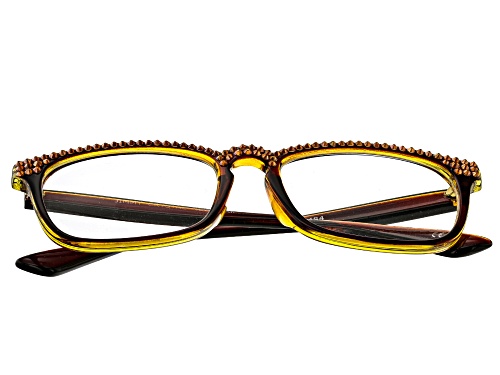 Joan Boyce, Copper Color Crystal, Brown Frame Reading Glasses  1.50 Strength