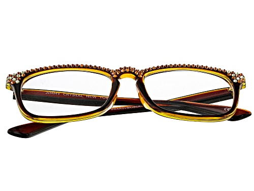 Joan Boyce, Copper Multi-color Crystal Brown Frame Reading Glasses 1.50 Strength
