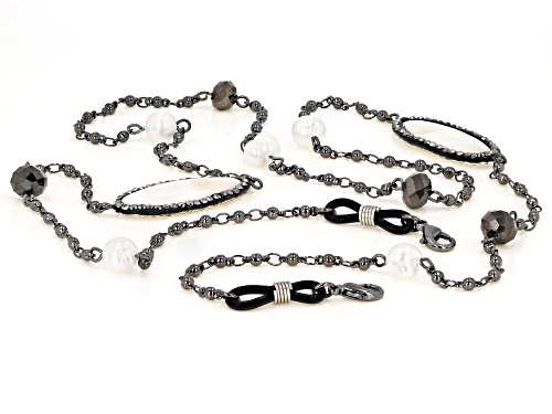 Joan Boyce, Gunmetal Tone Crystal and Mother-of-Pearl Face Mask Chain Holder