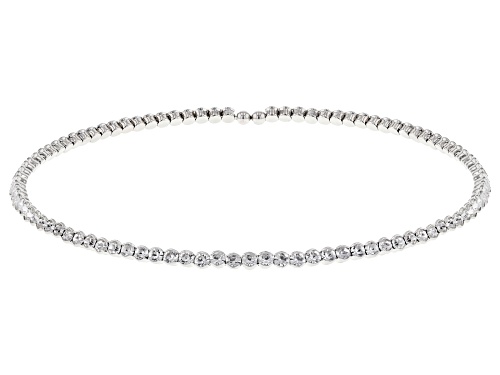Joan Boyce, 4mm White Crystal Silver Tone Collar Necklace - Size 14