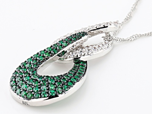 Joan Boyce, 0.17ctw White and 0.08ctw Green Cubic Zirconia Rhodium Over Brass Necklace - Size 18