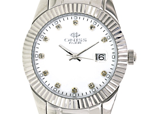 Oniss Stainless Steel And Tungsten Sapphire Mother Of Pearl Dial Silver Tone Watch