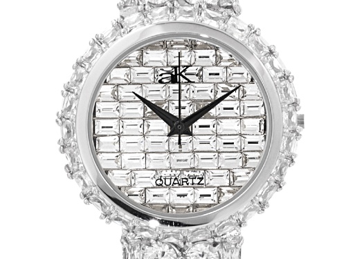 Adee Kaye Beverly Hills, Ladies White Crystal Silver Tone Watch